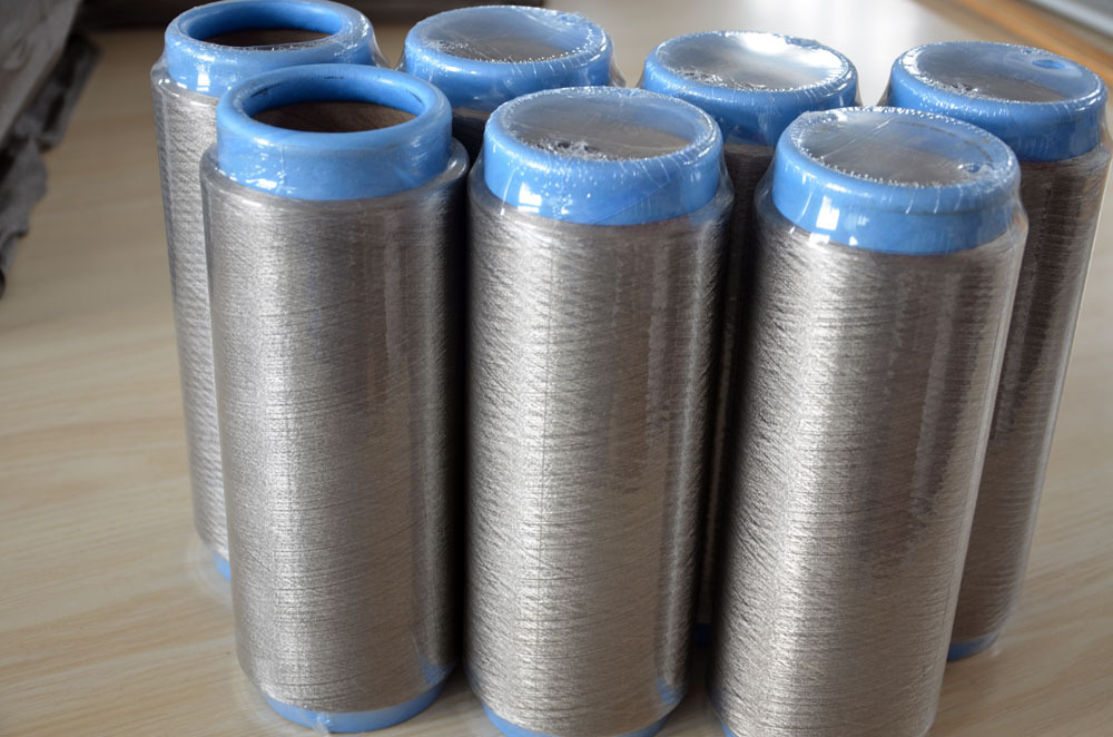 镀银导电纤维conductivefiber银纤维纱线silverfiber耐氧化好落筒