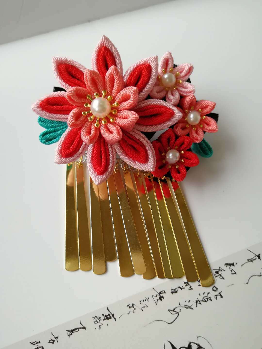 细工花簪日式饰品和服汉服配饰和风布花品影楼写真饰品纯手工饰品