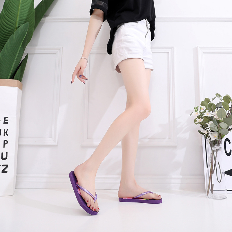 elunlany 夏季夹脚草莓儿童拖鞋外穿时尚韩版女童人字拖定制批发