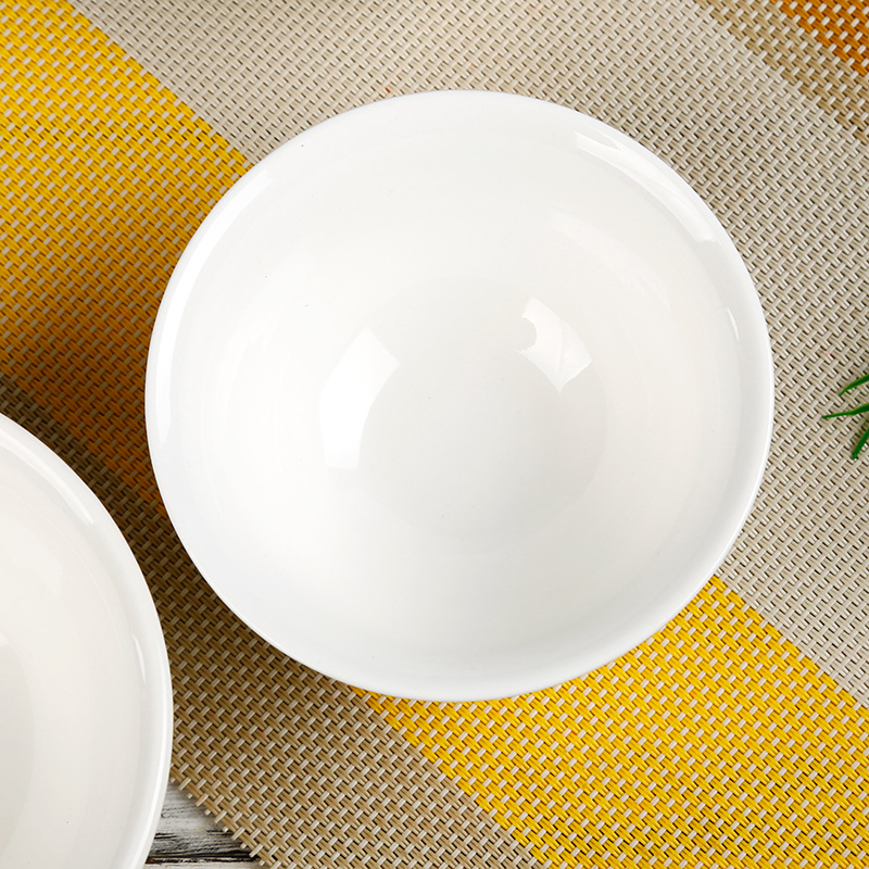 现货批发骨瓷碗全白碗中式茶碗汤碗 不规则形纯色酒店餐具