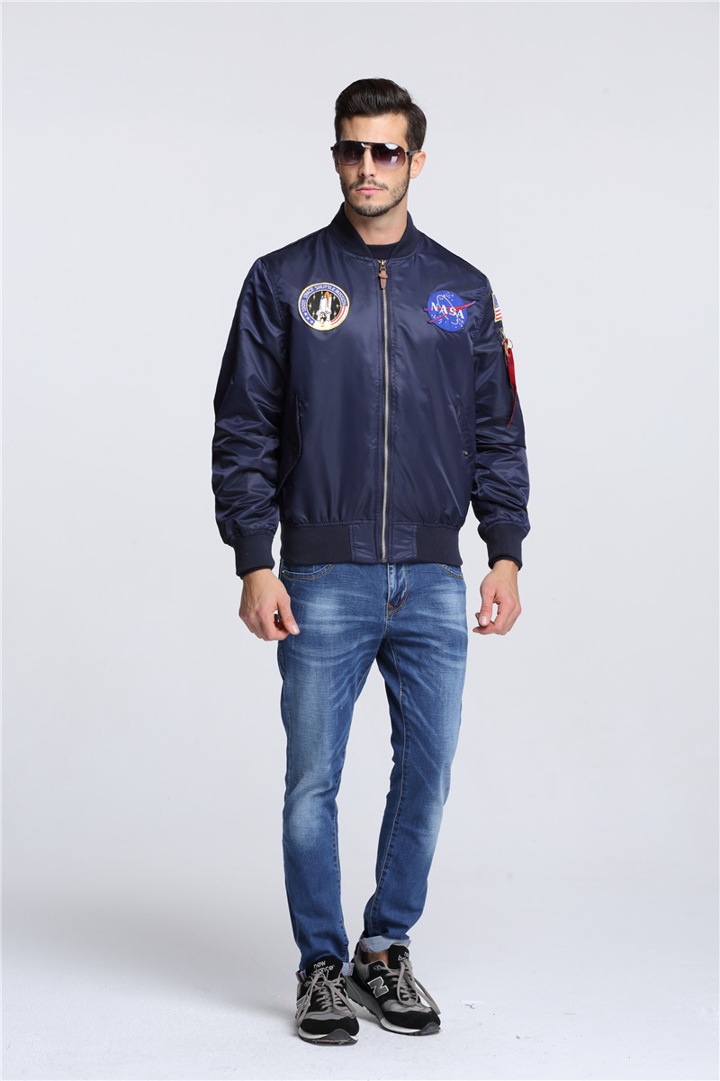 春秋季薄款美国空军刺绣徽章棒球服nasa飞行员夹克男工装外套潮流