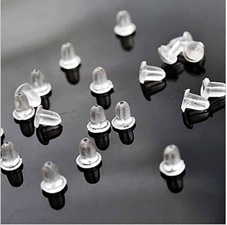 100 pcs diy ornament accessories transparent plastic bullet earplug rear block ear cap ear stud plug wholesale r081