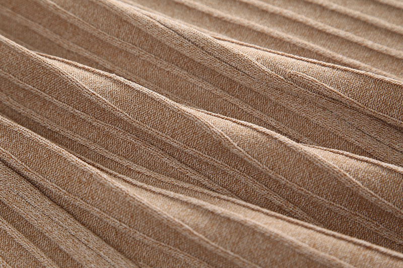 百褶半身裙_2018春夏针织冰丝曲珠百褶女大摆裙中长款a字大摆裙2811 -