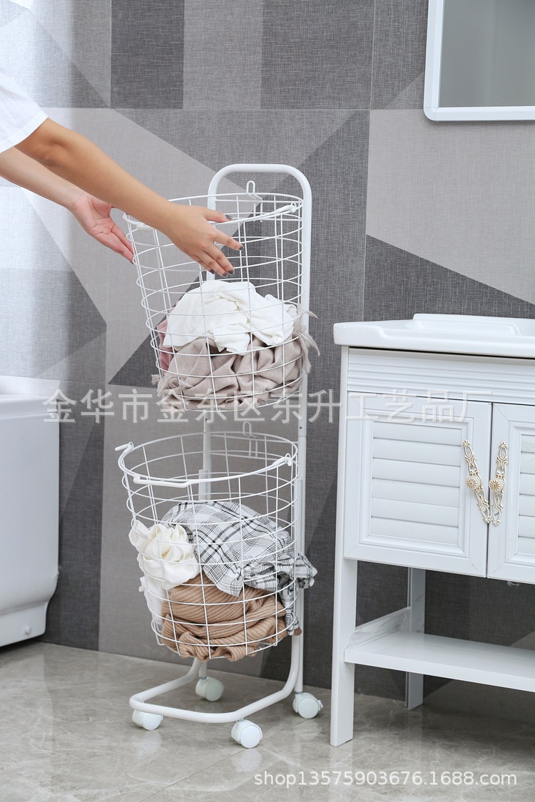 Nordic Laundry Classification Laundry Basket Bathroom Clothes Storage Basket Wrought Iron Dirty Clothes Basket Bathroom Household Minimalist