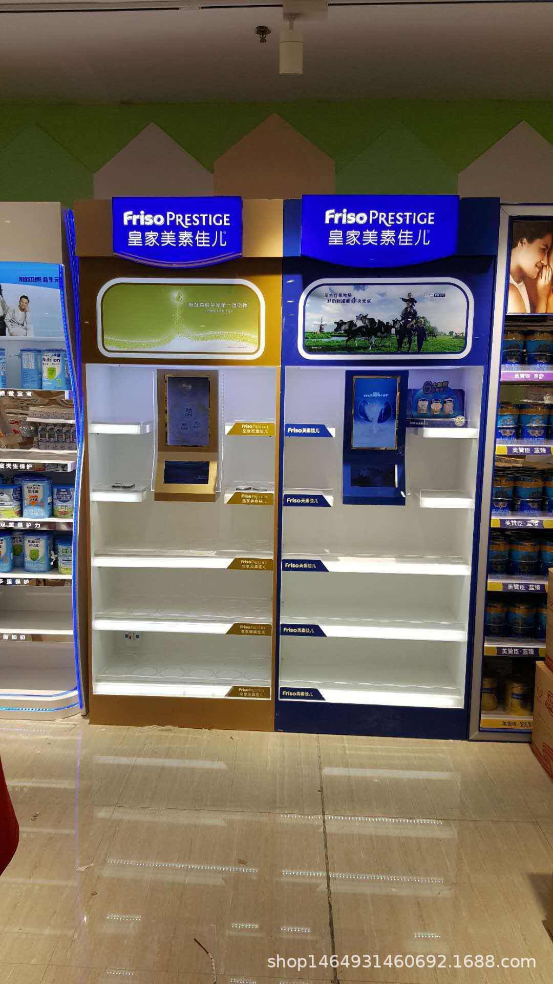 厂家直销商超奶粉展示柜 木质护肤品展台 货柜超市木质烤漆嵌柜