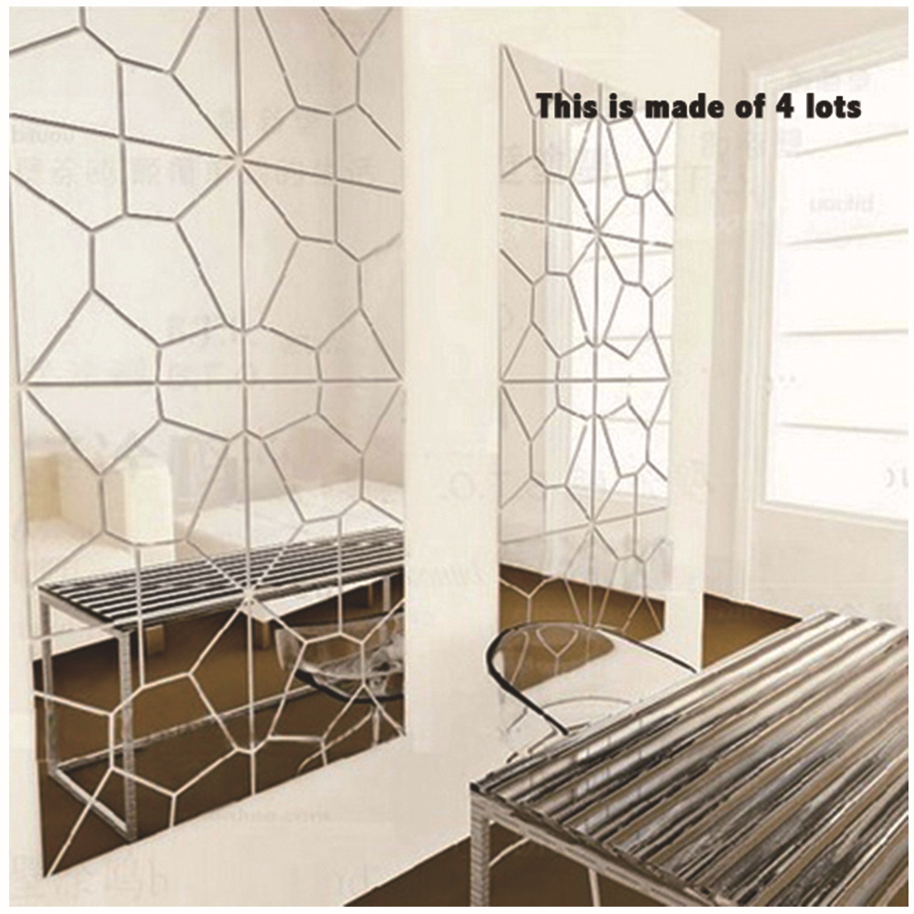 ebay爆款货源镜面墙贴玄关镜子贴背景几何拼图冰裂纹镜面贴d1010