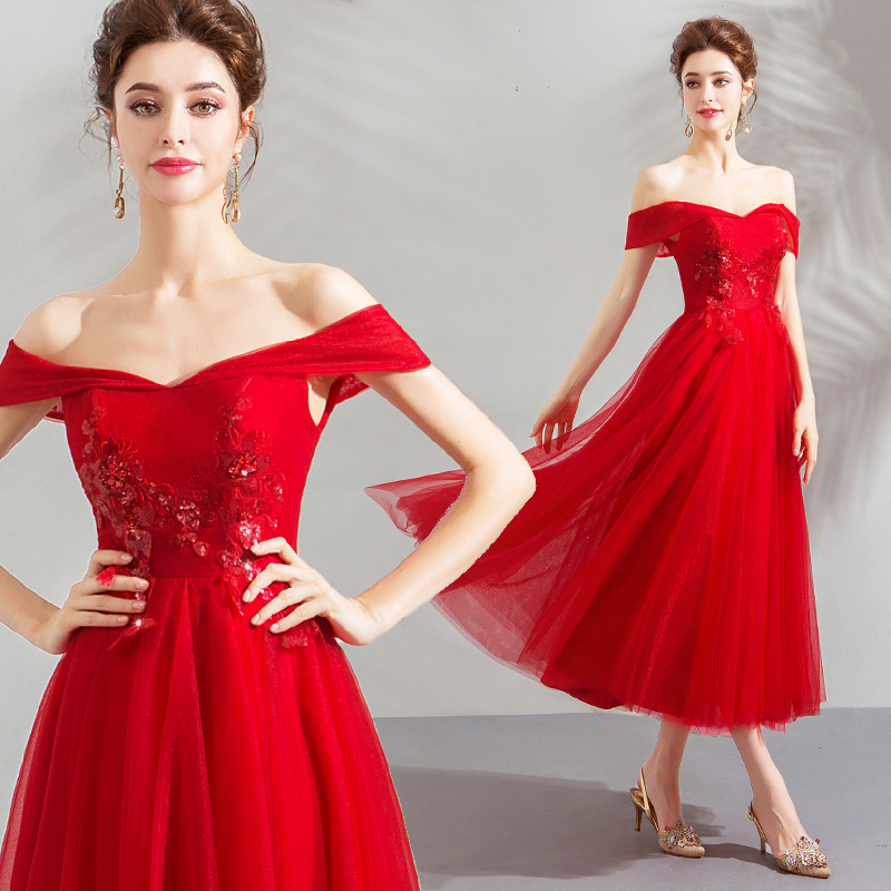 天使的嫁衣 奢华珠绣 红色新娘短款婚纱小礼服结婚敬酒服 2868