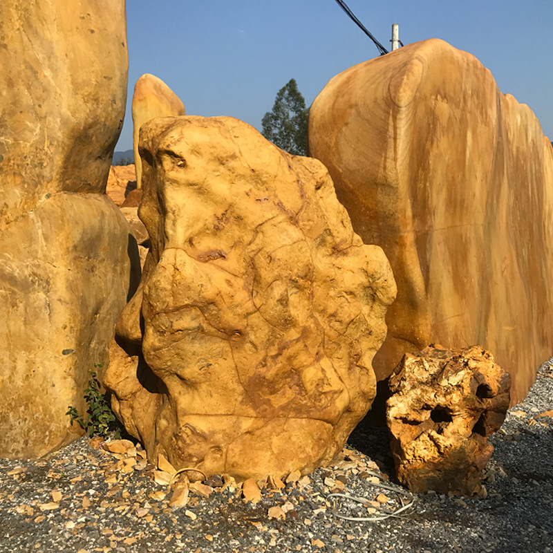 优等独景黄蜡石 黄蜡石高等景观石 别墅花园摆景石产地直供