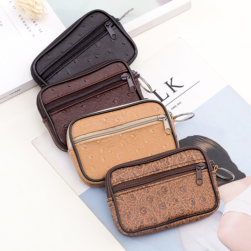 Card Holder Coin Purse Car Key Small Wallet PU Leather Ostrich Grain Key Bag One Piece Dropshipping