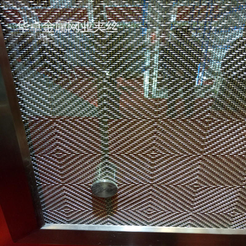 铜合金玻璃夹层丝网  gl-602接待区金属网玻璃