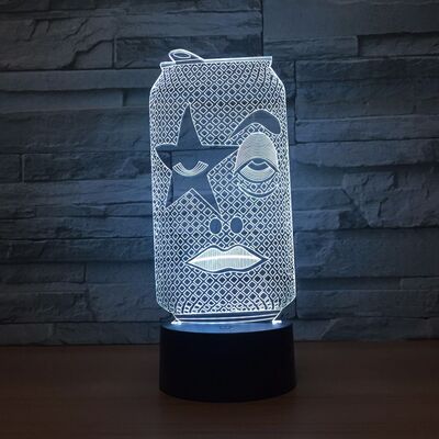 外贸礼品易拉罐usb触摸3d台灯创意led灯小夜灯定制logo彩盒1347