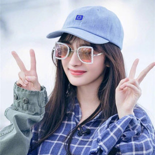 杨幂同款帽子女休闲牛仔蓝棒球帽男明日之子太阳帽男潮个性男帽