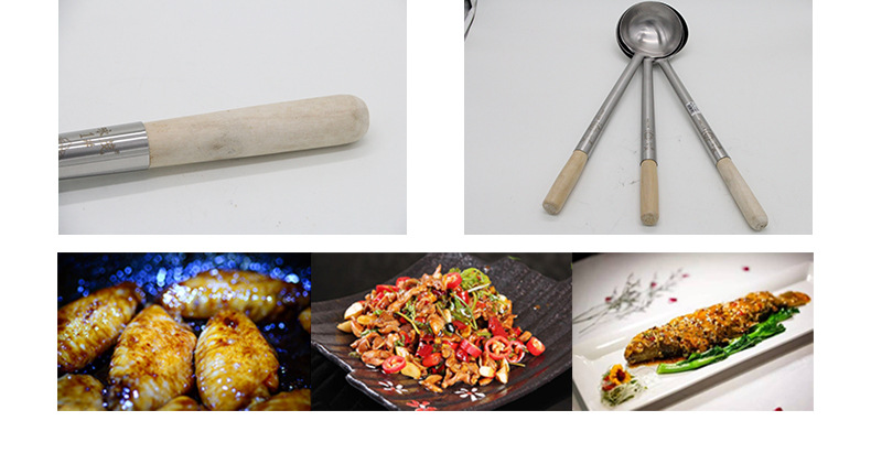 咏茂无磁炒勺酒店厨师家用手打木柄炒菜勺子马勺厨房炒瓢勺子