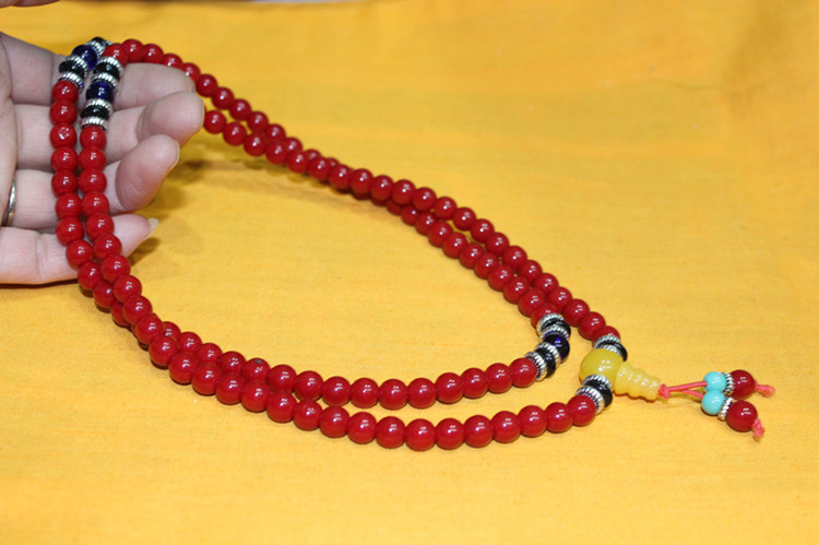 佛教喇荣佛学院红色怀业琉璃念珠红佛珠108手链手串