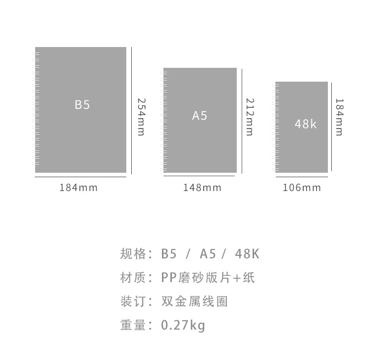 韩国创意文具 悠篮诚品b5 a5 48k线圈本pp侧翻笔记本日记本计划本