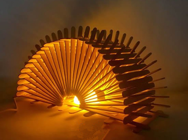 创意diy木棍纯手工制作拱形灯罩作品