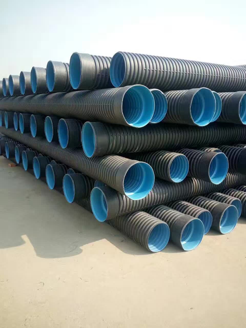 浙江厂家hdpe双壁波纹管黑色市政管300sn8400八级管s2污水管
