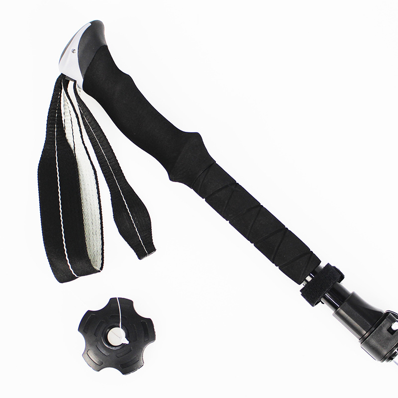 定制畅销款铝合金7075登山杖折叠伸缩五节手杖拐杖厂家直销