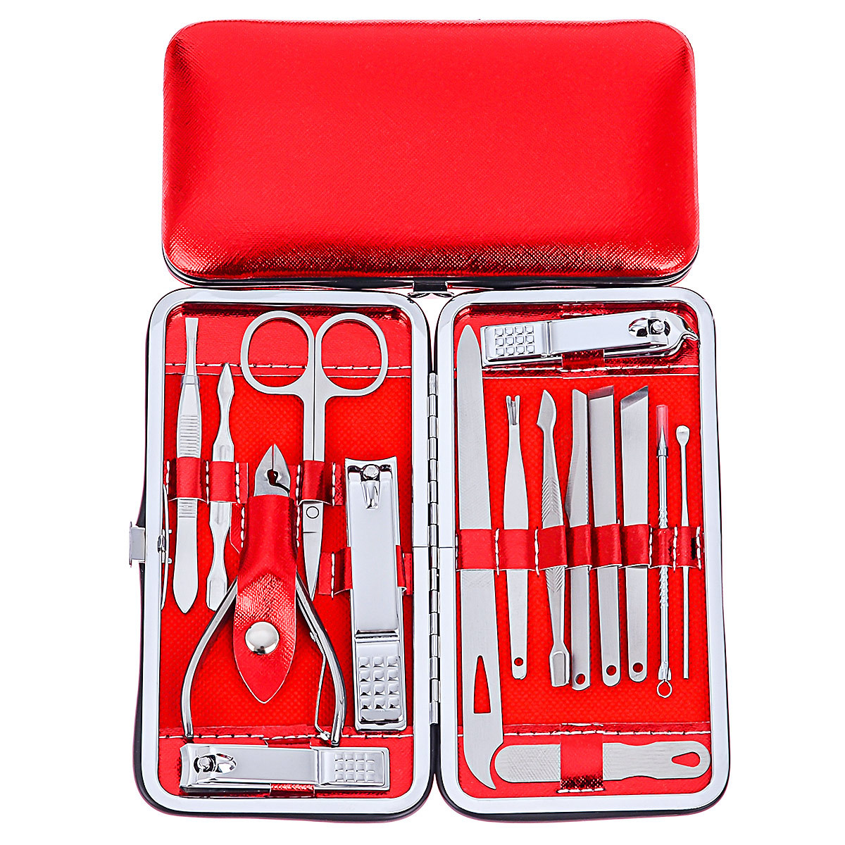 今利指甲刀套装 红黑16件蛇皮纹 修甲工具修脚修指甲 指甲剪hb-16