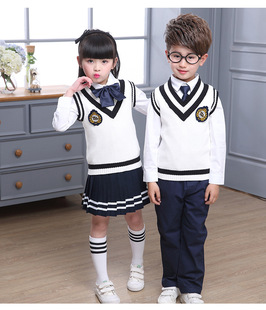 2018春秋季校服小学生定做英伦幼儿园园服马甲背心毛衣三件套