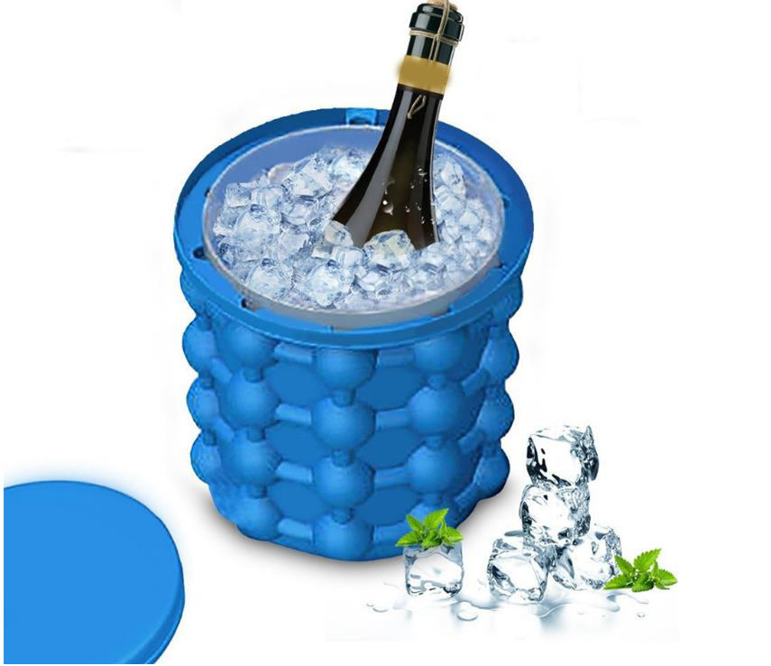 蓝色 硅胶制冰品 酒吧冰桶 冰杯 冰块收纳 香槟速冻冰桶 硅胶冰桶