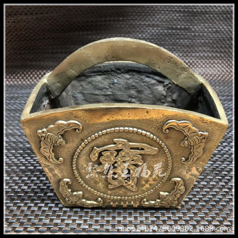 工艺品摆件_纯铜金斗聚宝盆摆件招财进宝米斗古玩家