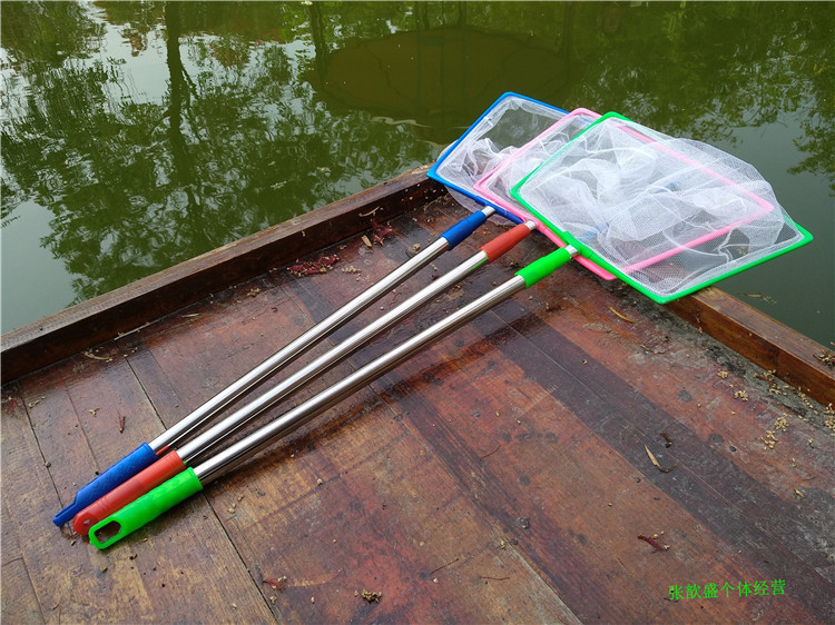 抄网捞鱼网捕鱼网手抄鱼网水族鱼缸不锈钢大号伸缩网儿童捞鱼网兜