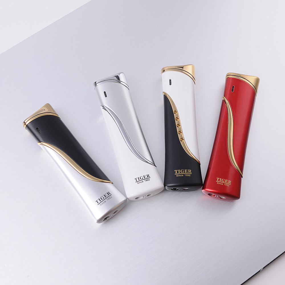 虎牌明火气体打火机按压直冲防风蓝火打火机厂家直销