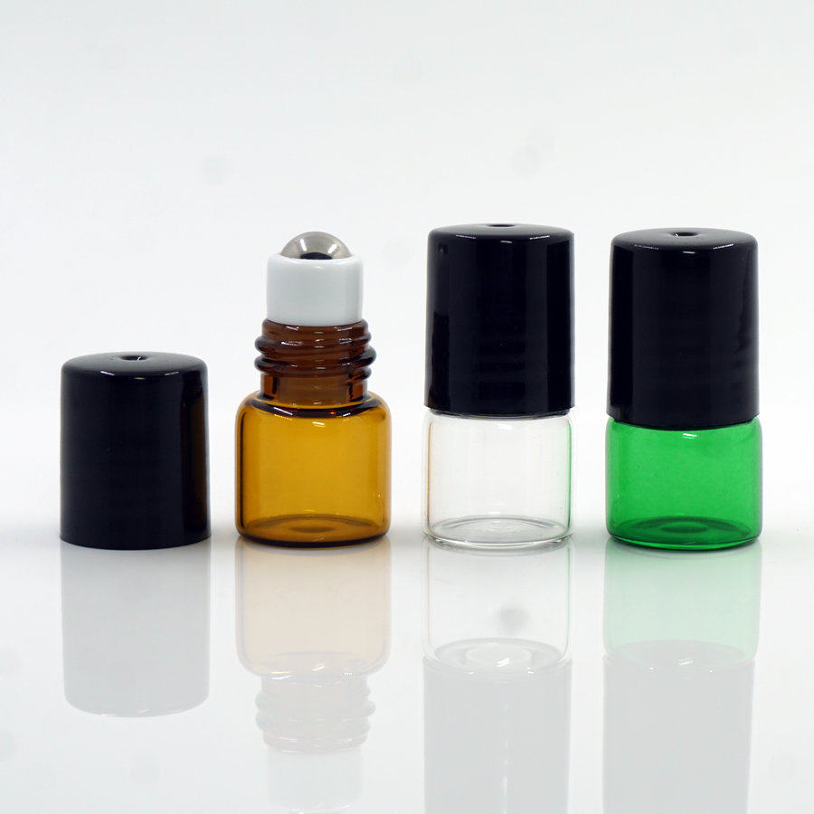 现货供应1ml棕色透明滚珠瓶 茶色小精油瓶 玻璃走珠瓶 化妆品瓶