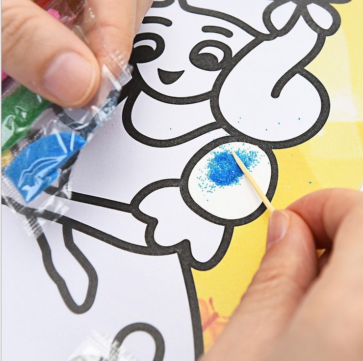 卡通彩色沙画彩砂纸儿童益智diy手工制作玩具批 发