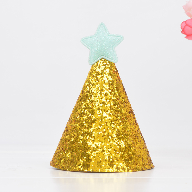 Shiny Gold Birthday Hat Sub XINGX Mini DIY Korean Style Hat Bright Gold Powder Hongqing Party Children Birthday Hat