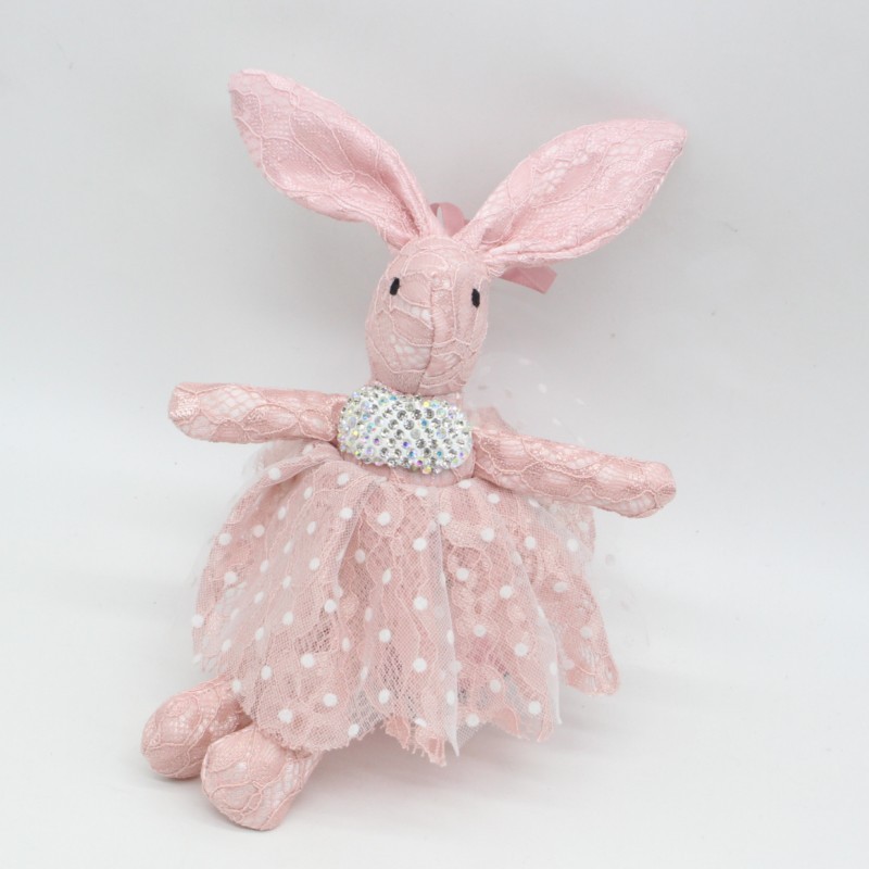 软陶泥镶钻许愿兔公仔韩国绒蕾丝纱裙兔钥匙扣包挂件毛绒玩具礼品