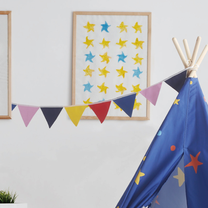 三角旗彩旗带彩旗串旗 彩带儿童帐篷装饰儿童房道具拍摄素材道具