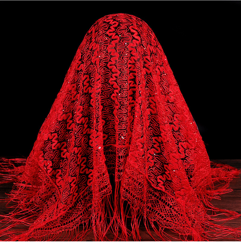 批发婚庆用品中式新娘红盖头带亮片结婚红头纱龙纹花纹大红盖头