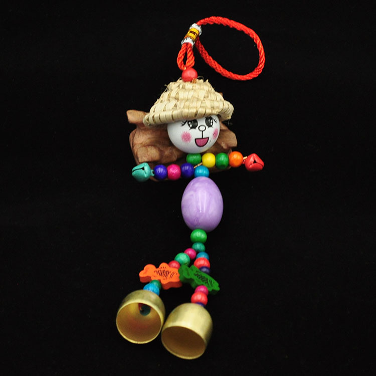 云南民族风草帽人风铃挂件 手工葫芦娃娃东巴风铃挂饰铃铛批发