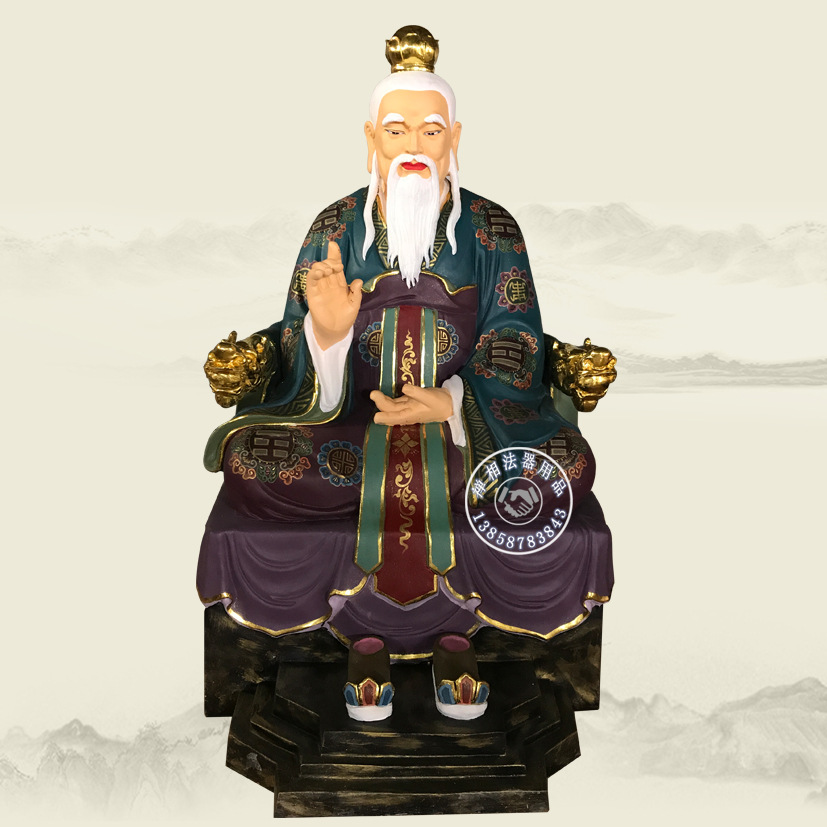 道教神像定制彩绘太乙救苦天尊 道观木雕太乙真人神像