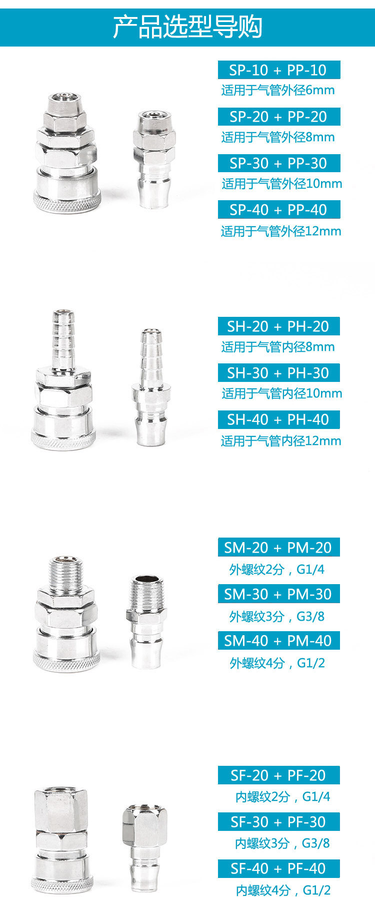 c式自锁快速接头 sp-20气动接头pp-30 sm sf pm风炮风管气管接头