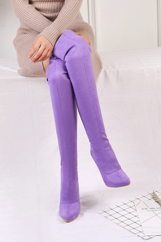 过膝长款女靴韩版时尚百搭高跟长靴秋冬季高筒休闲女靴大码代发