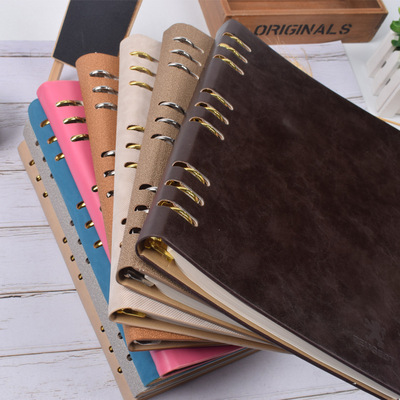 16开金夹九孔活页笔记本 创意记事本创意文具 pu皮手账本日记本子