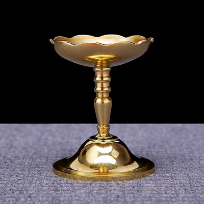 法物-礼佛供佛用具全铜水晶烛台水晶架酥油灯座佛教用品圆通佛具-宗教