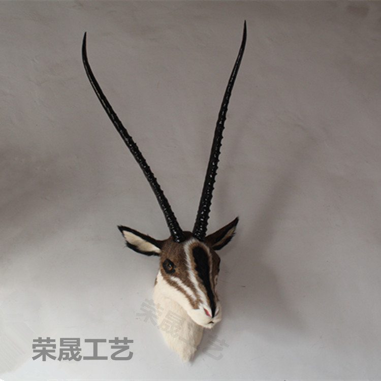 仿真皮毛动物藏羚羊头墙壁挂件饰品动物头模型工艺品镇宅招财道具