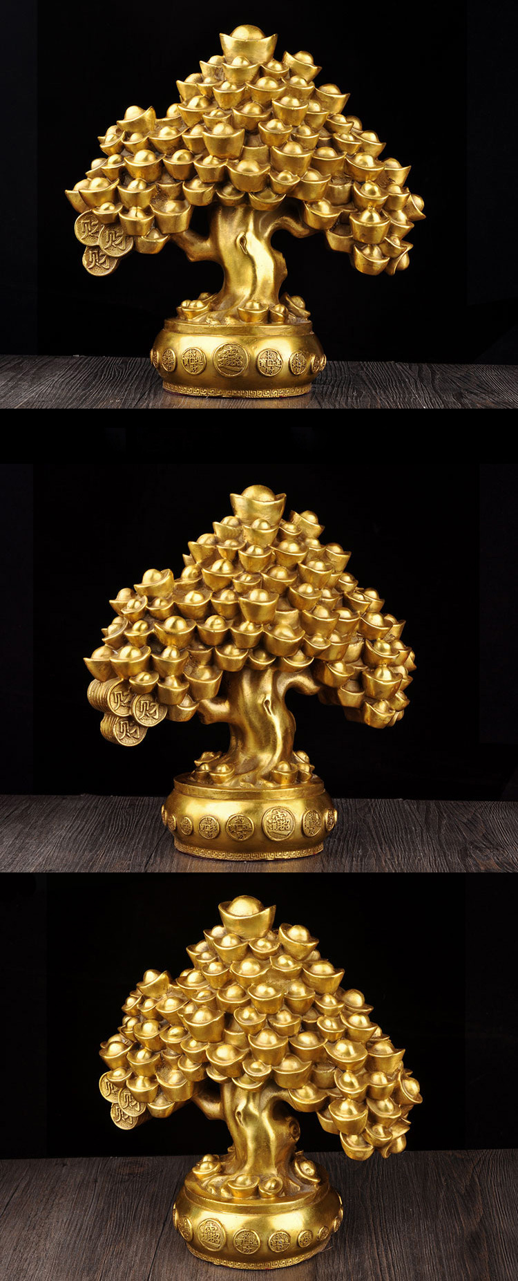 纯铜摇钱树摆件开张礼品店铺办公桌室家居装饰客厅工艺品