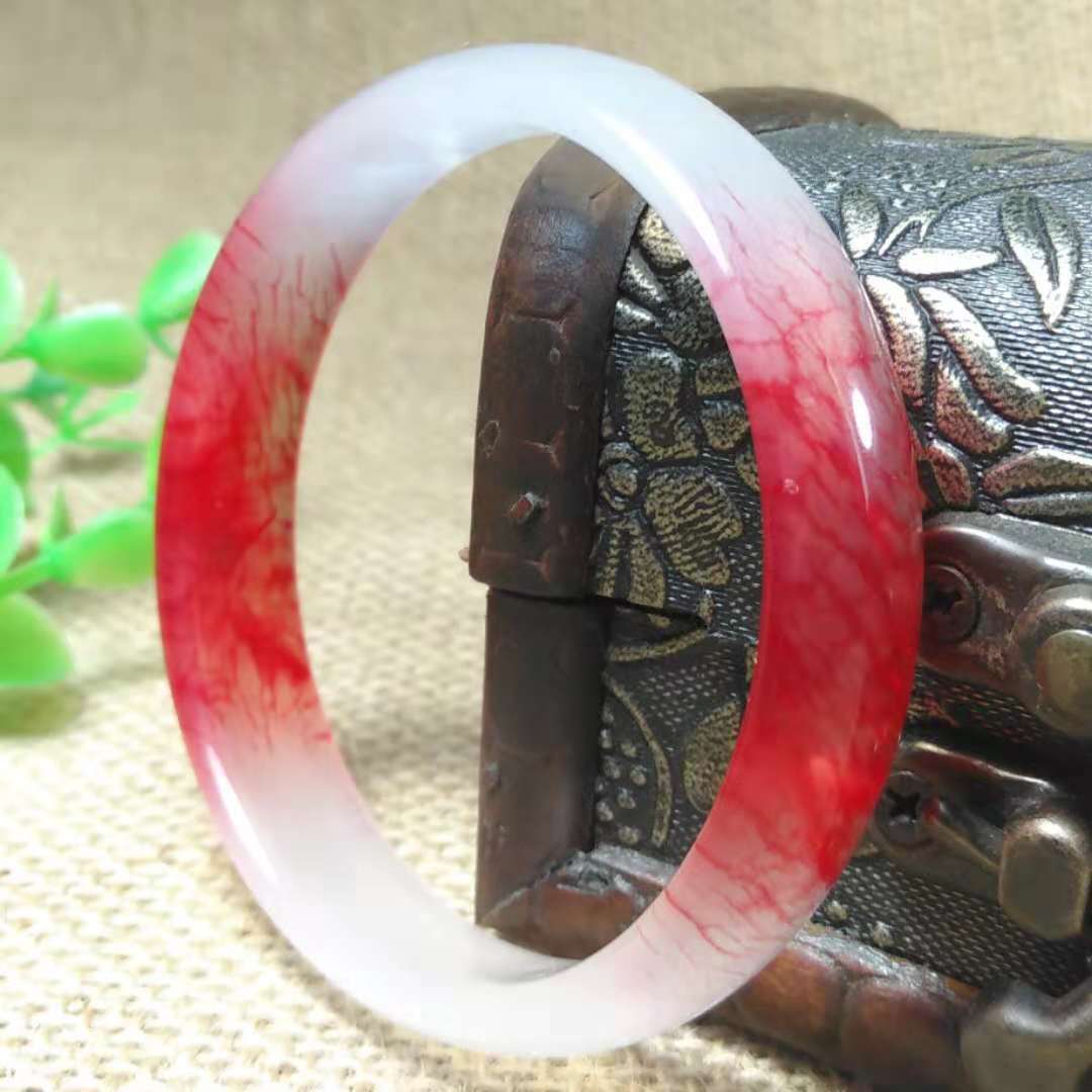 玉器东北岫玉镯子鸡血玉手镯 冰莹时尚岫岩玉手镯厂家批发