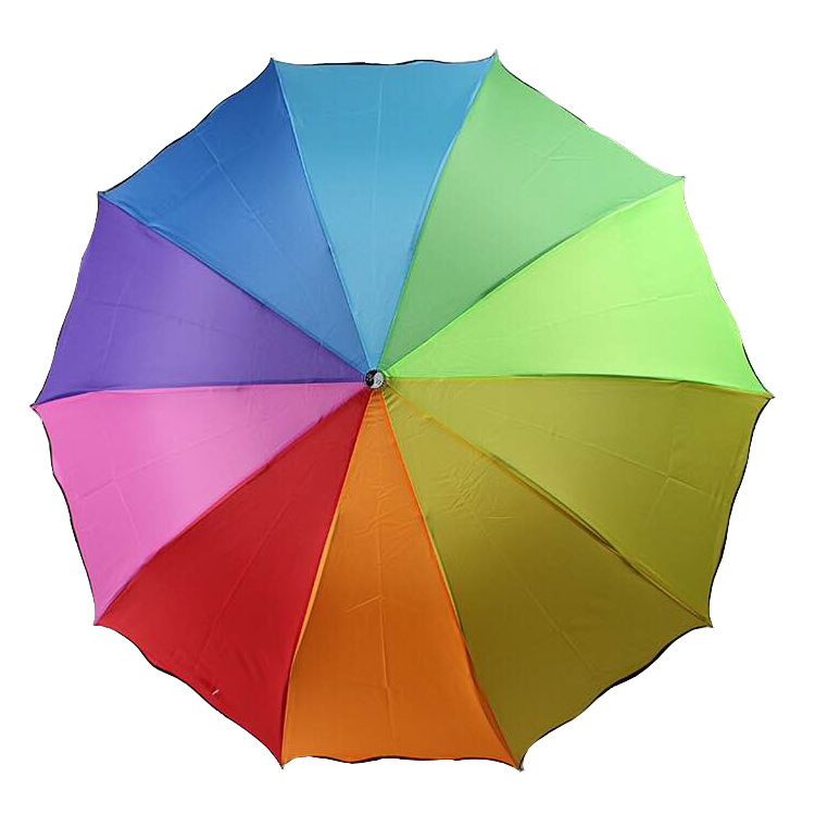 Factory Wholesale Three Fold NC Fabric Rainbow Umbrella Sun Shade Umbrella Creative Dilated Pencil Stick Colored Umbrella