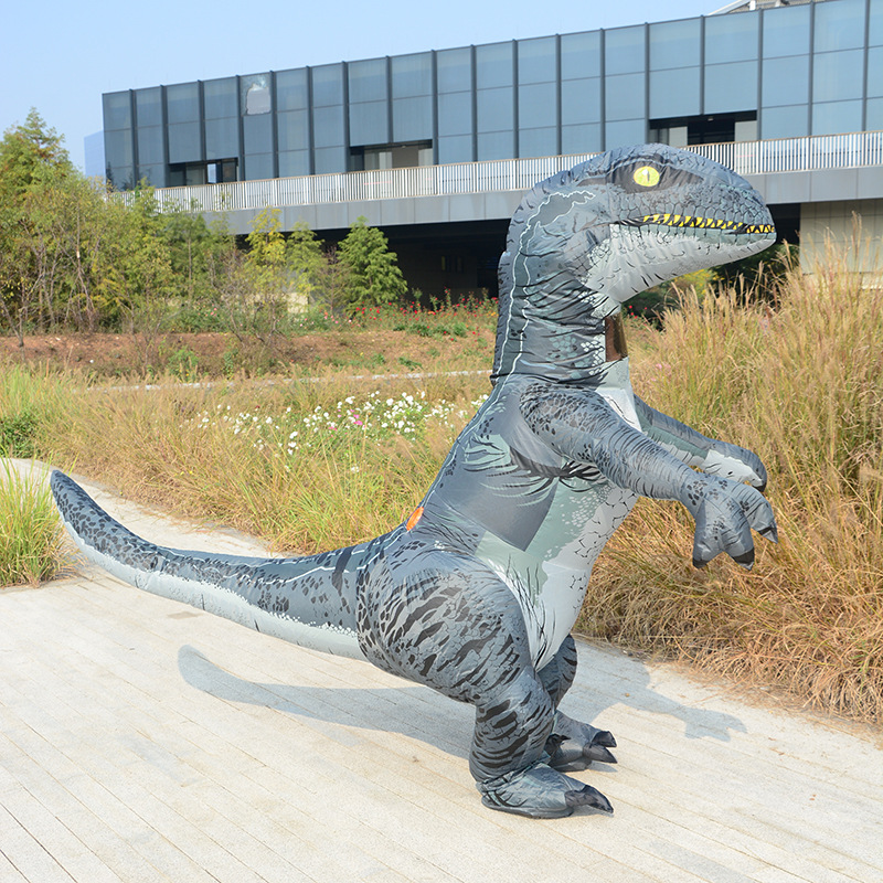 万圣节迅猛龙充气服霸王龙恐龙充气服装cosplay卡通人偶行走搞笑