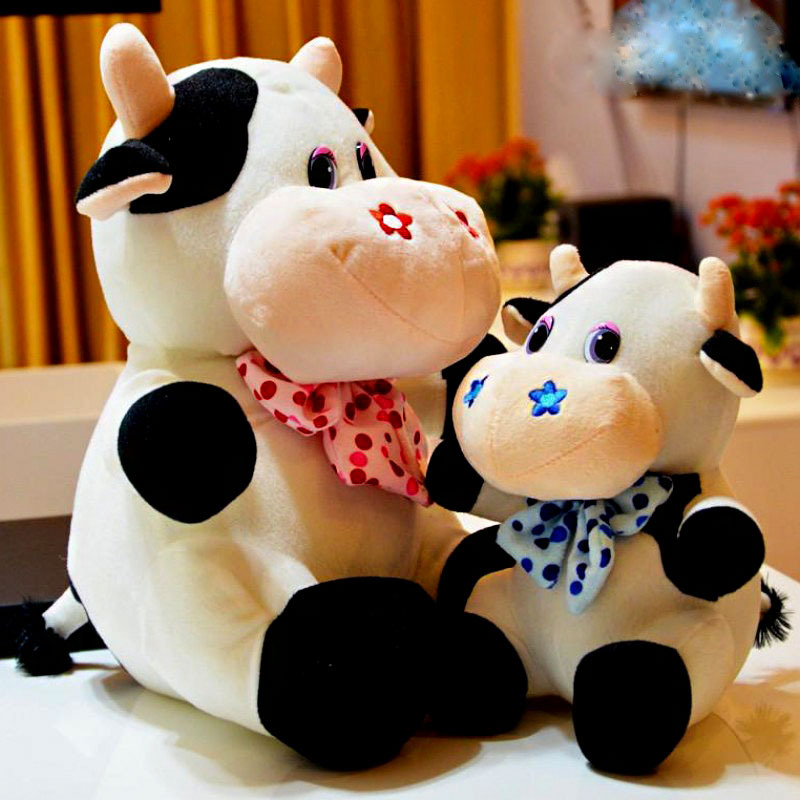 可爱卡通奶牛毛绒玩具创意毛绒牛公仔儿童布娃娃情侣牛厂家定制