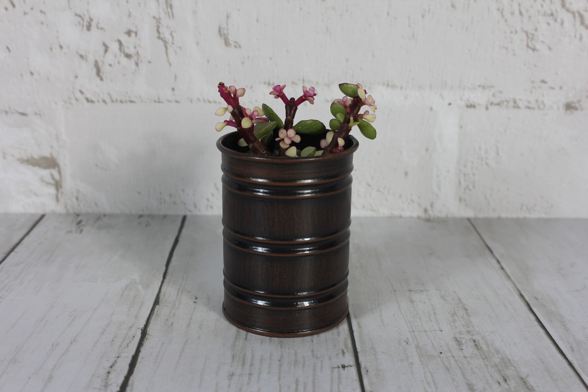 新款多肉花盆创意家居铁皮花盆 工业风园艺中圆筒 美式复古铁艺