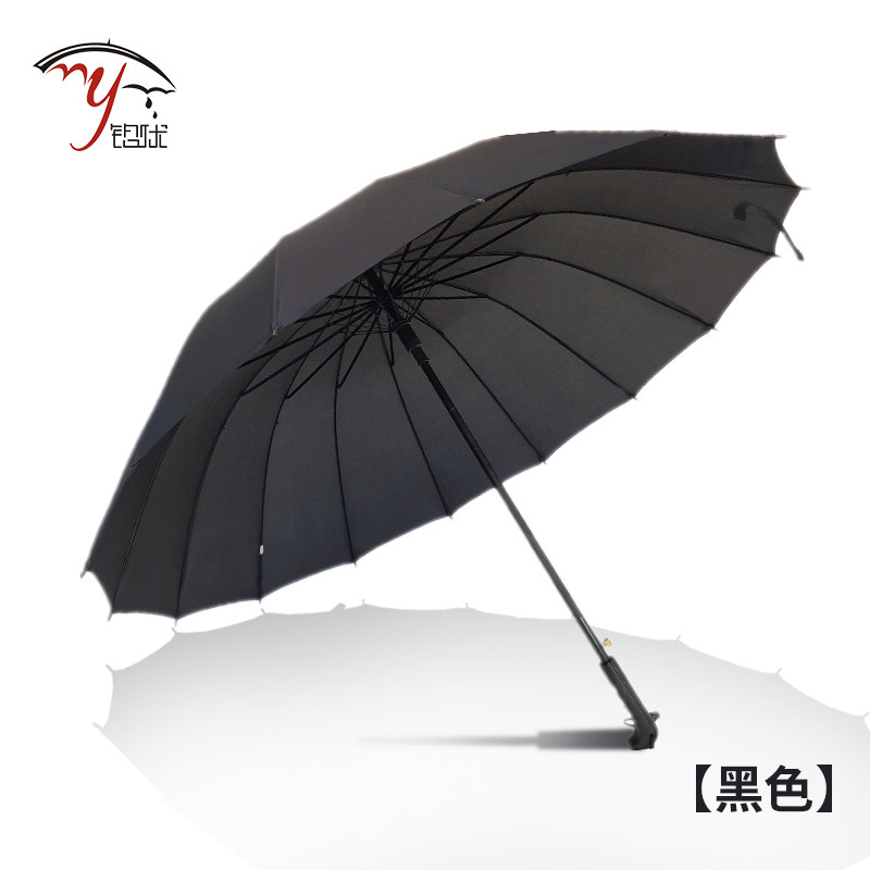 24-Bone Long Handle Automatic Sun Umbrella Oversized Double Three-Person Black Double Layers Business Umbrella Solid Advertising Umbrella