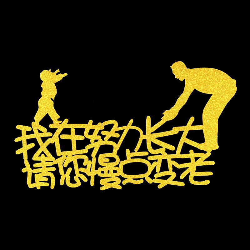 你陪我长大我陪你到老蛋糕装饰插件插牌父母亲感恩节生日蛋糕插件