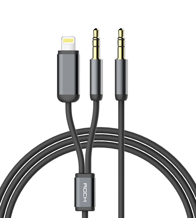 rock/洛克 苹果安卓二合一音频线lightning 3.5mm手机便携式转接
